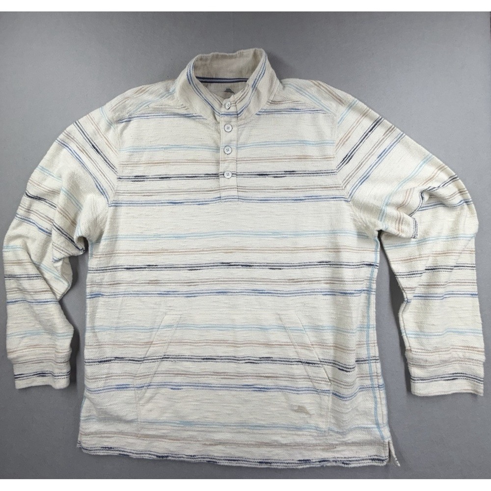Tommy‎ Bahama Minori Sands Button Mock Neck Sweatshirt Men's L Large Striped